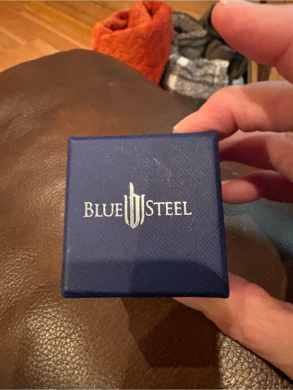 Men's Blue Steel Stainless Steel CZ Accent Band